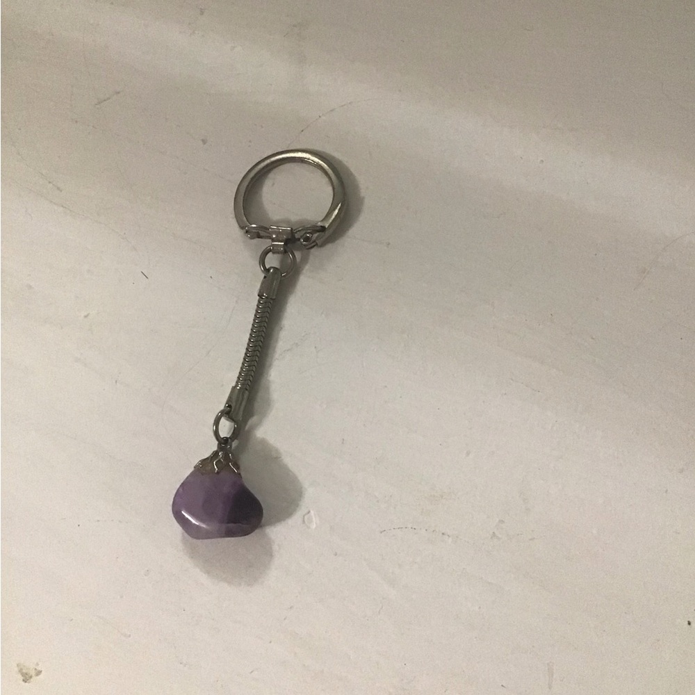 Amethyst Silver Keychain